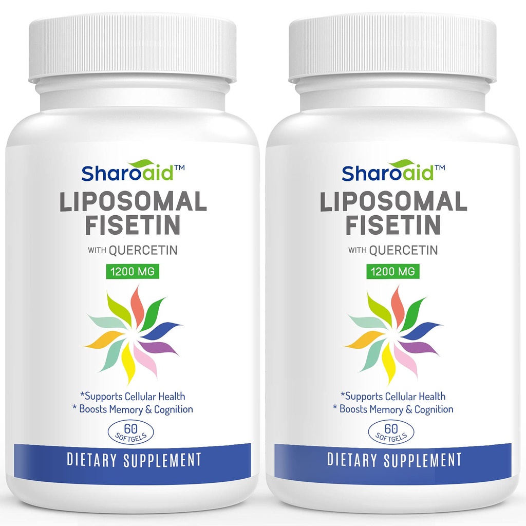Liposomale Fisetine met Quercetine Supplementen 1200 mg per Serving, Hoge Absorptie Polyfenolen Antioxidanten voor Vrouwen,Men,Non-GMO,Gluten-Free,2 Fles-120 Softgels