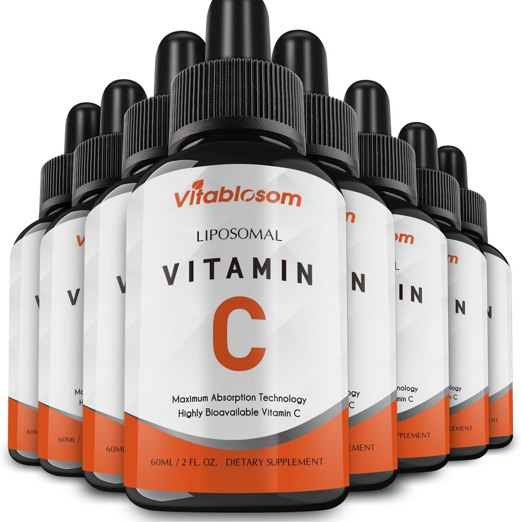 Liposomale vitamine C 2000mg Liquid for Adults, High Absorptie VIT C, Maximize Vitamine C, Good for Immuun System & Antioxidant, 60ML (8 Flessen)