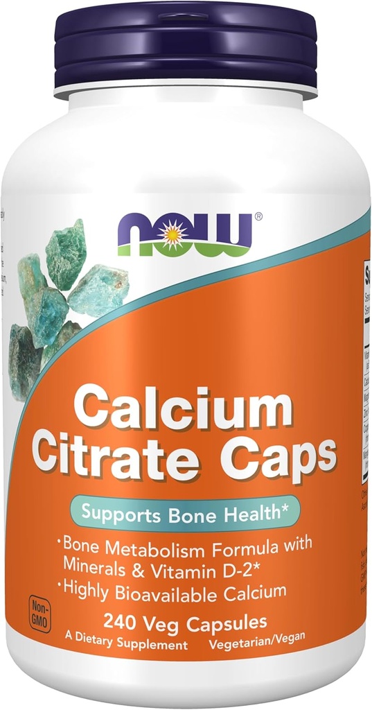 NOW Foods Supplementen, Calcium citraat met vitamine D, Magnesium, Zink, Koper en Mangaan, 240 Veg Capsules