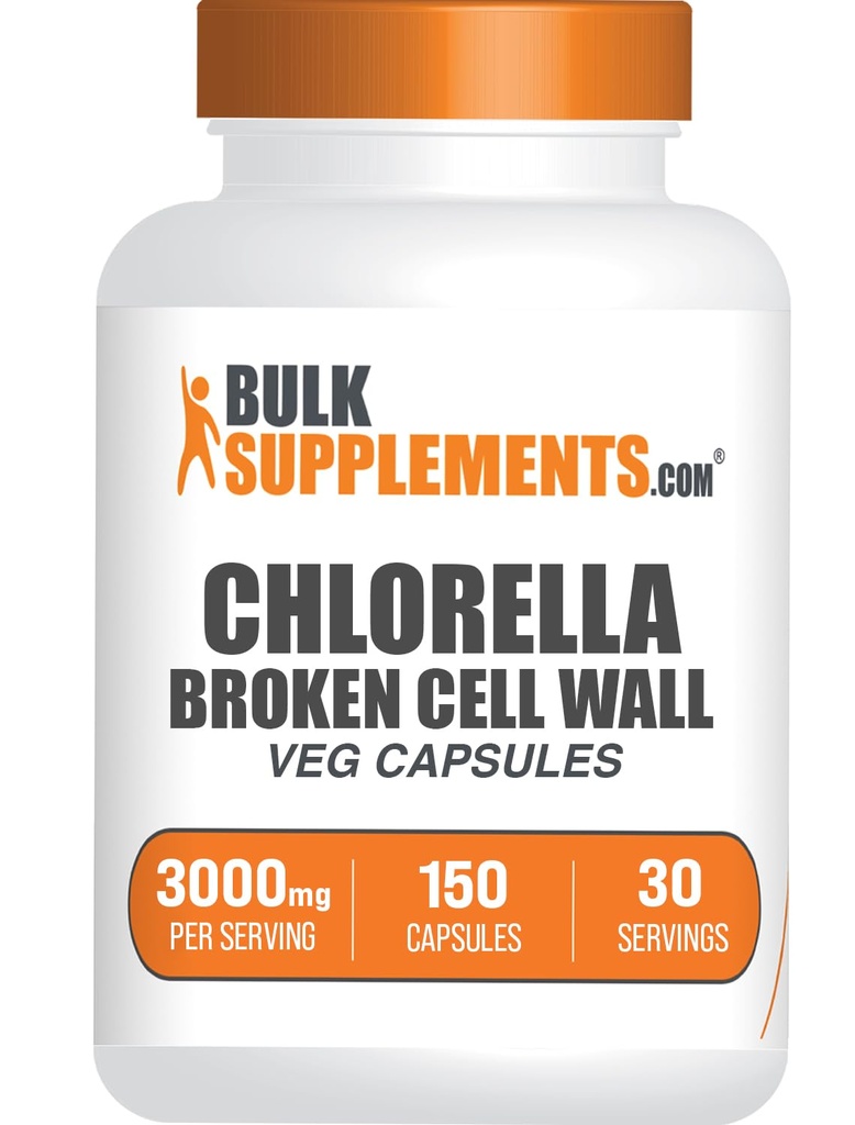 BulkSupplements.com Capsules de Chlorella - Mur de cellules brisées, Supplément de Chlorella - Supplément super-alimentaire, sans végétalien et sans gluten, 5 capsules par portion, 150 Nombre (paquet de 1)