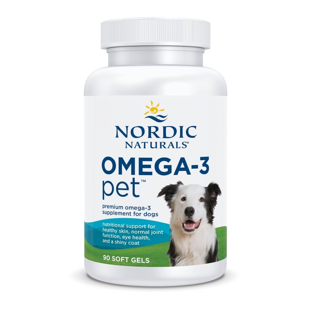 Nordic Naturals Omega-3 Huisdier, ongearomatiseerd - 90 Zachte Gels - 320 mg Omega-3 Per Zachte Gel - Visolie voor honden met EPA & DHA - bevordert hart, huid, jas, & Immune Health