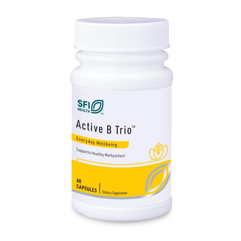 Klaire Labs SFI Health Active B Trio - Complexe de vitamine B méthylée avec B6, B12 et folate - Vitamines bioactives pour l'absorption accrue - Promouvoir l'énergie saine et la cognition (60 capsules)