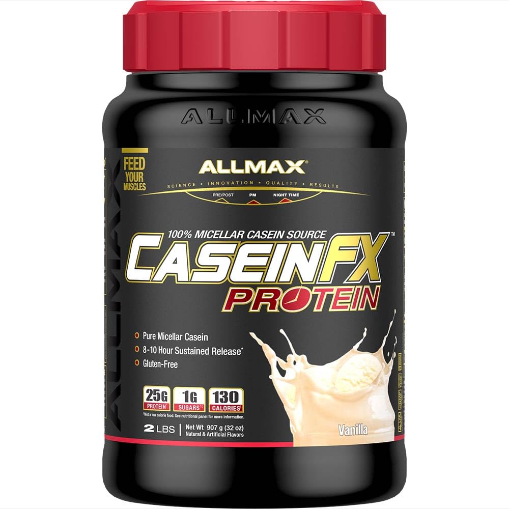 ALLMAX Caseïne-FX-eiwit, vanille - 2 lb - 25 Gram Slow-Release Proteïne per scoop - Low Carb & Zero Added Sugar - Geschatte 27 porties