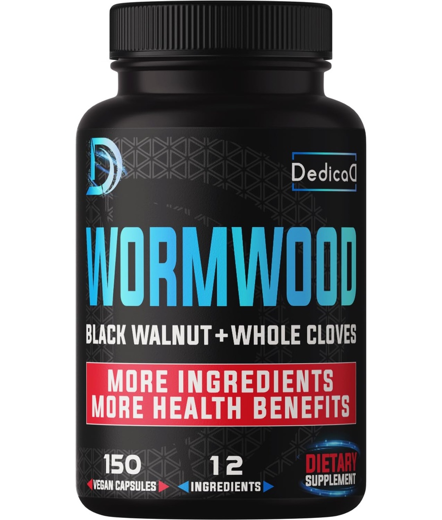 Premium Wormwood Extract Capsules - 5 maand levering voor Immune - 12 Kruiden gemengd met zwarte walnoot bladeren, gember, kurkuma & Meer - 150 Tellingen