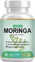 Pure Organic Moringa Powder Capsules - Moringa Supplement for Women and Men - Nature's Multivitamine, Vegan Green, Glutenvrije, Niet GGO - Energie, Huid, Metabolisme, Gut & Immuun Ondersteuning - 60 Capsules