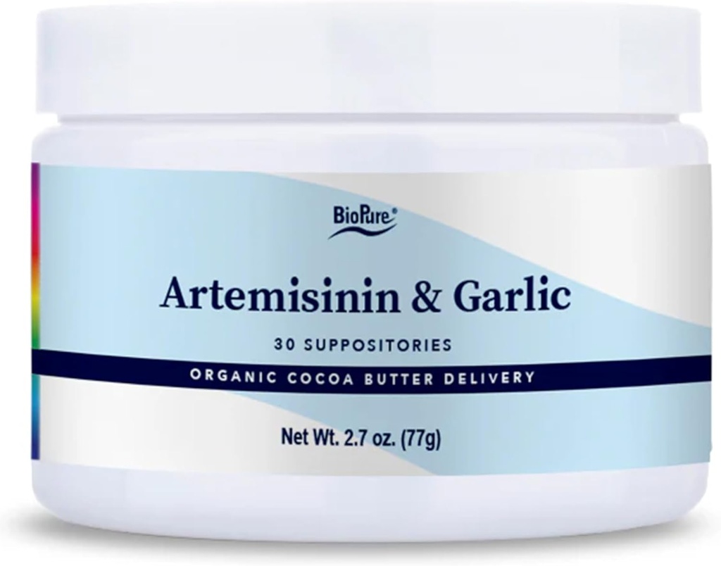 BioPure Artemisinin & Ail – Suppositoires en poudre d'ail bio et d'artémisinine Riche en composés d'organosulfur pour soutenir le microbiome à large spectre – 30 Suppositoires