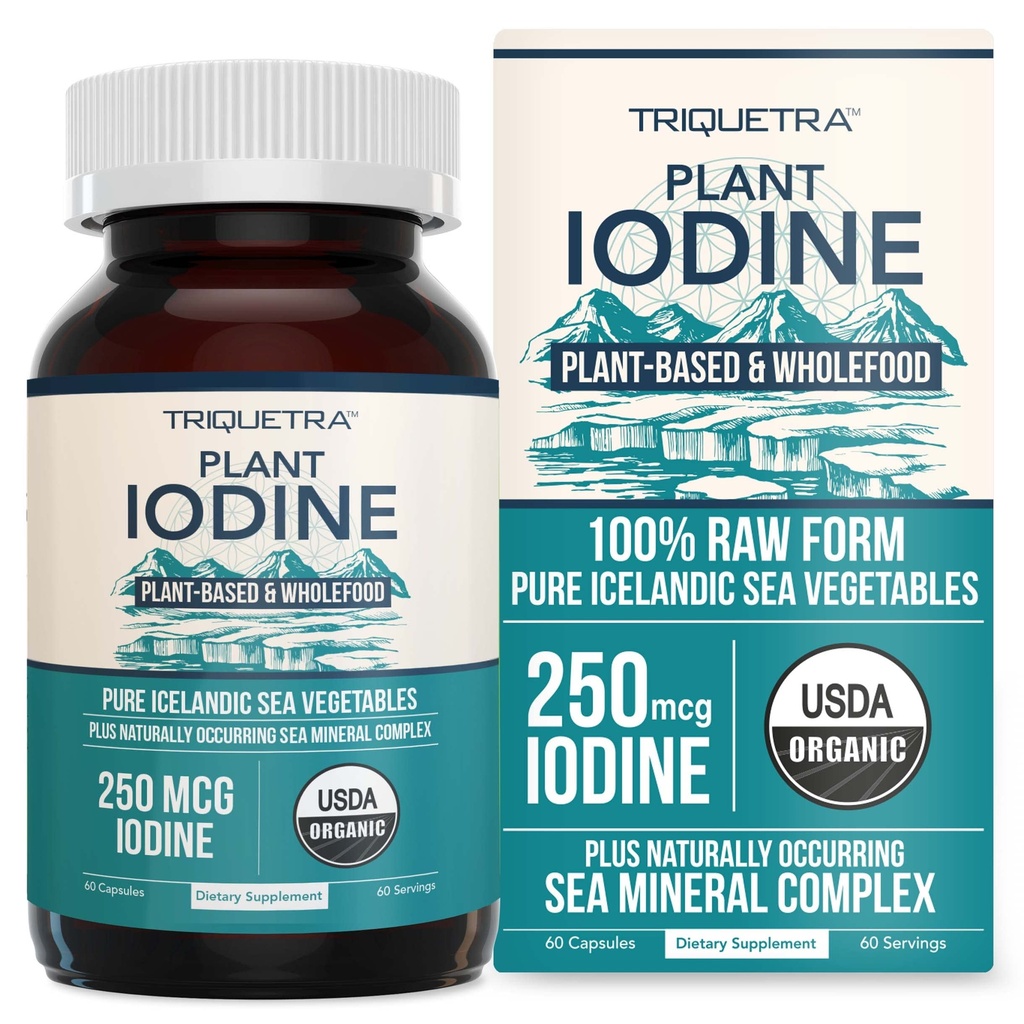 Organic Jodium Supplement from Sea Vegetable Complex, Whole Food & Raw Form - Iodine Plus Trace Mineral Complex bevat Purest Ijslands Sea Kelp, Irish Moss & Bladerwrack (250 mcg)