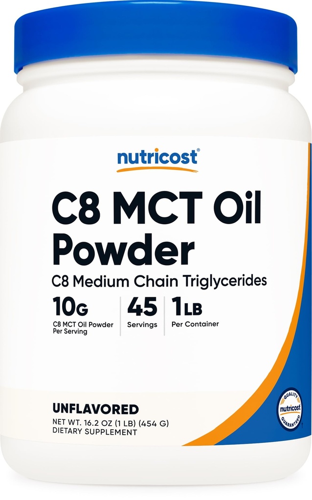 Nutricost C8 MCT Oliepoeder 1LB (16,2oz) - 95% C8 MCT Oliepoeder