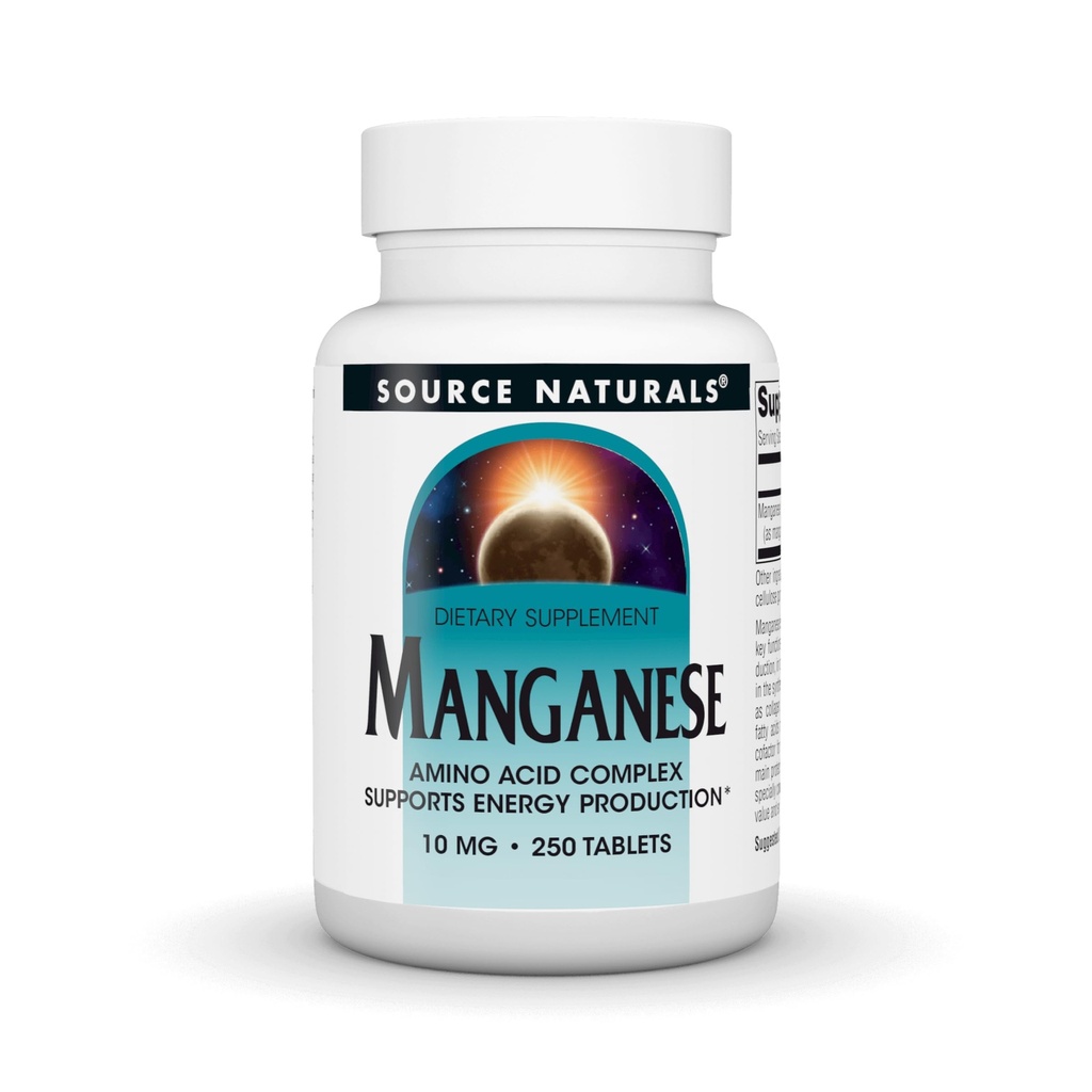 Bron Naturals Mangaan, Aminozuurchelaat - Ondersteunt energieproductie - 250 tabletten