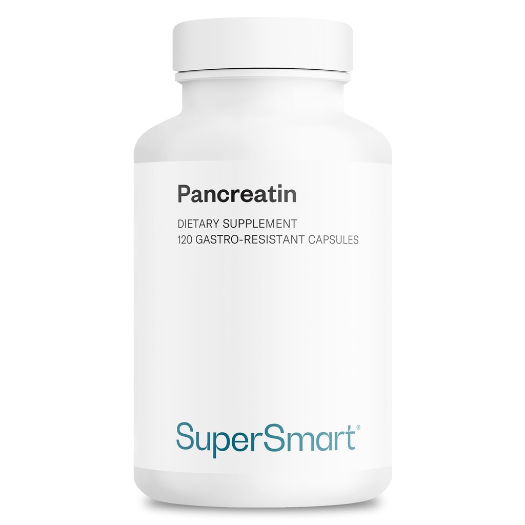Supersmart - Pancreatin 10X 4000 per dag (Extra sterkte) - Digestieve Enzymen Supplement - met Protease, Lipase, Amylase, Trypsine - Gezonde Digestie Ondersteuning