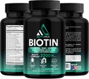 Biotine en Collageen Supplementen met Keratine - Biotine 5000mcg Capsules voor haargroei, gezonde huid & Nails - Geoptimaliseerde Blend van Hyaluronzuur & vitamine-B Complex voor vrouwen & mannen, 90 Capsules