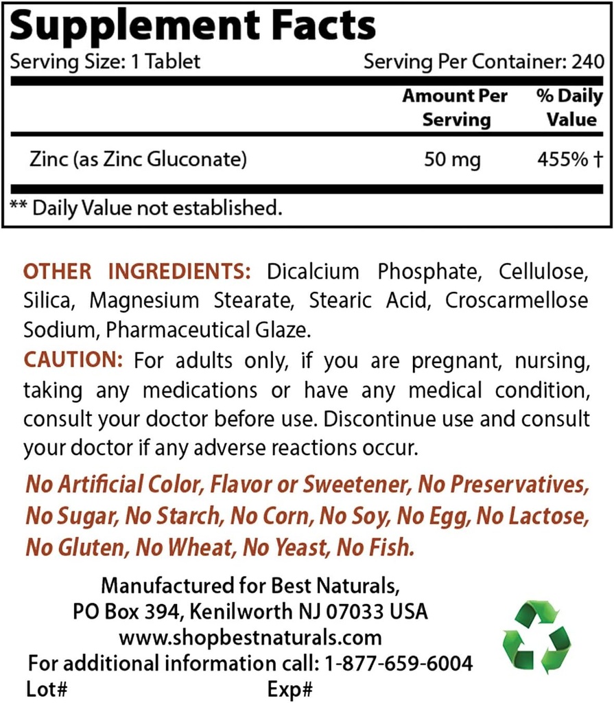 Zink Gluconaat 50mg & vitamine B12 6000 mcg