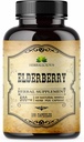 Capsules Elderberry – Supplément naturel à base de plantes d'Elderberry – Immune Boosters pour adultes, soutien digestif, antioxydants et vitamine C – Fibre-Rich, non-OGM – 100 capsules pour hommes et femmes