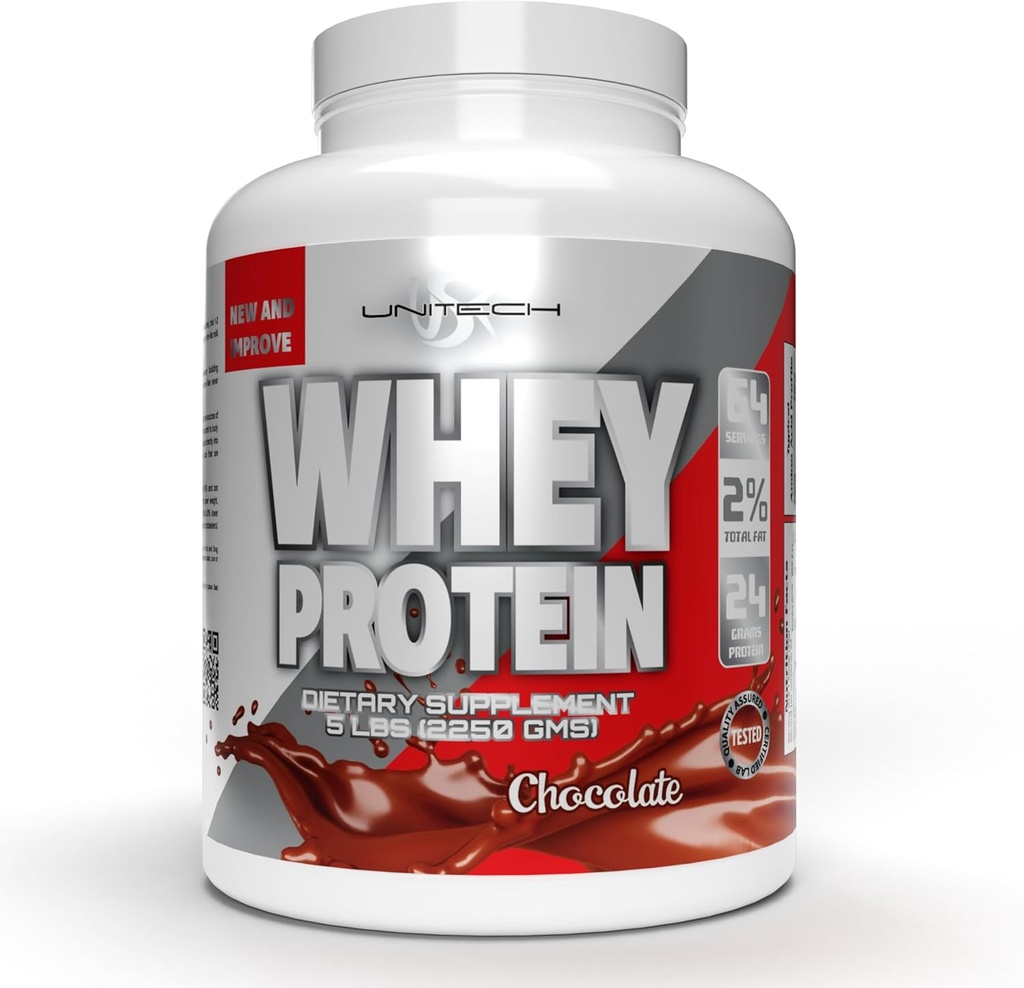 Unitech U.K.K. Poudre de chocolat de lactosérum Réparation et soutien musculaire de la protéine de qualité avec acides aminés essentiels, enzymes et minéraux