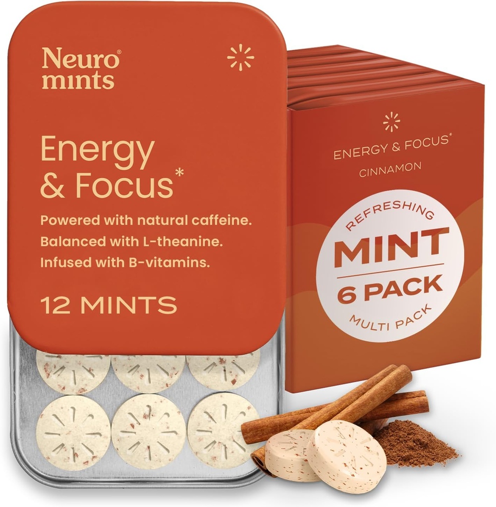 NeuroGum Energie Cafeïnemuntjes (72 stuks) - Suikervrij met L-theanine + Natuurlijke Cafeïne + Vitamine B12 & B6 - Nootrope Energie & Focus Supplement voor vrouwen & mannen