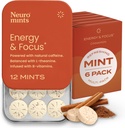 NeuroGum Energie Cafeïnemuntjes (72 stuks) - Suikervrij met L-theanine + Natuurlijke Cafeïne + Vitamine B12 & B6 - Nootrope Energie & Focus Supplement voor vrouwen & mannen