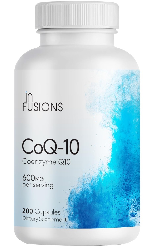 Infusies Maximale sterkte Pure CoQ10 600mg 200 Capsules Hoge Absorptie Glutenvrij Non-GMO