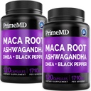 6-in-1 Biologische Maca Root Ashwagandha Capsules 1710mg met DHEA en Black Pepper Fruit Extract voor vrouwen en mannen - Black Maca Supplement voor uithoudingsvermogen, Bone and Mood Support Supplement, 120ct (Pack of 2)