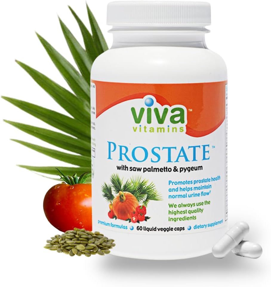 Viva Vitaminen Prostaat Gezondheid Supplementen voor mannen - met Pygeum, Pompoenzaadolie, en Zag Palmetto voor mannen, Prostaat Supplementen voor mannen, Prostaat Formule voor Blader Health, 60 Veggie Caps