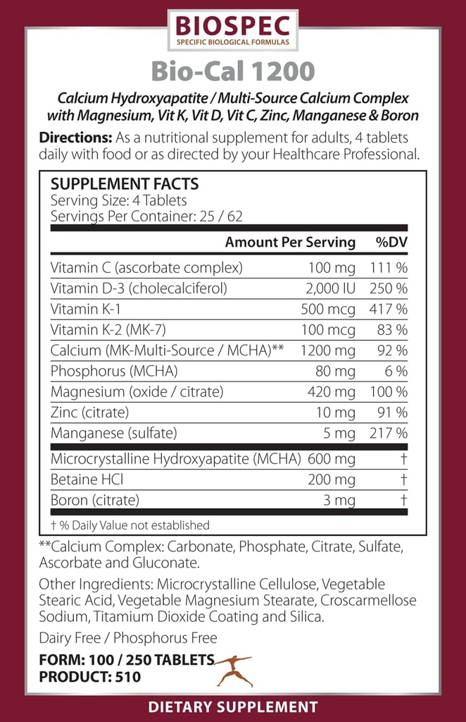 BioSpec Nutritionals Bio-Cal 1200 (250 tabletten)
