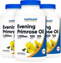Nutricost Huile de Primrose 1 300 mg, 120 Softgels (3 bouteilles) - Non-OGM, sans gluten, 120 portions