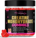 Generic Creatine Monohydrate Gummies for muscle recovery, muscle gain and strength, energy focus and brain health, gluten free, non GMO, vegan supplement for men and women, 30 servings 90 ct