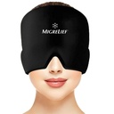 Capuchon de soulagement de la migraine de Migrelief - Capuchon de glace pour les migraines et les maux de tête avec couverture de la tête et des yeux à 360 degrés - Cold Therapy Chapeau de traitement des maux de tête et Masque de migraine pour le soulagement de la douleur naturelle - une taille, noir