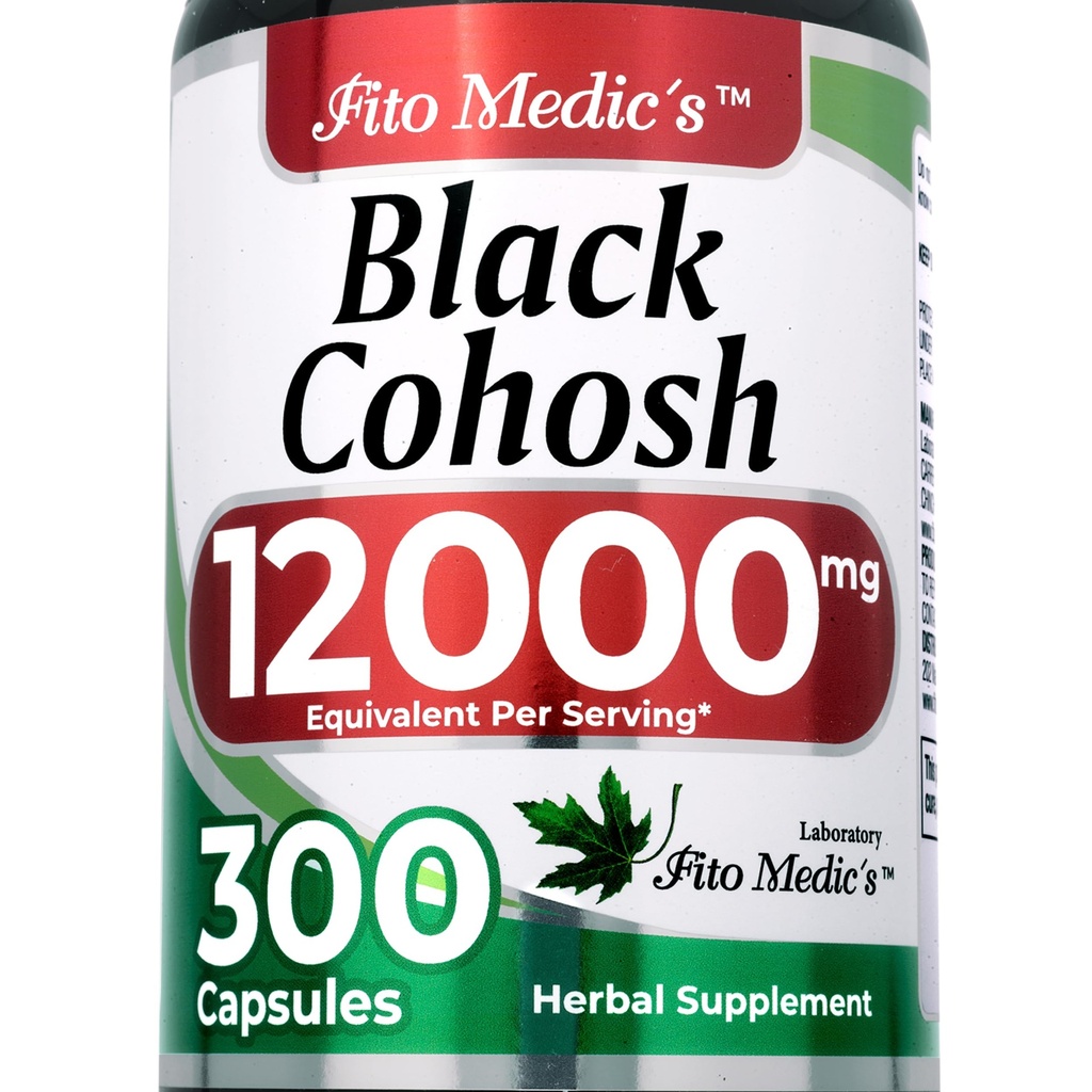 FITO MEDIC'S Black Cohosh Root Extract 12000 mg Equivalent, Herbal Supplement for Women, 300 capsules