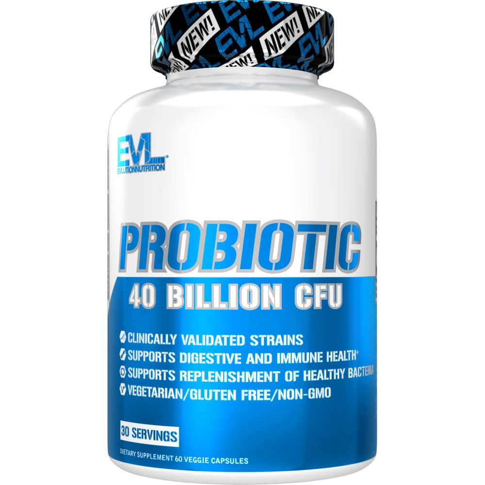 Evlutie Voeding Probiotica - 40 miljard CFU - Ondersteunt Digestief + Immune Health - Probiotisch Supplement voor mannen en vrouwen - Vegetarisch, Glutenvrij & niet-GMO - 30 porties - 60 Veggie Capsules