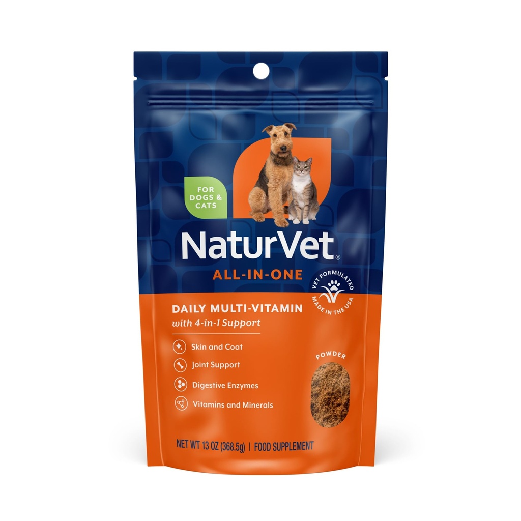 NaturVet All-in-One Dog Supplement - voor gezamenlijke ondersteuning, spijsvertering, huid, mantelverzorging en honden multivitaminen met mineralen, Omega-3, 6, 9 . .