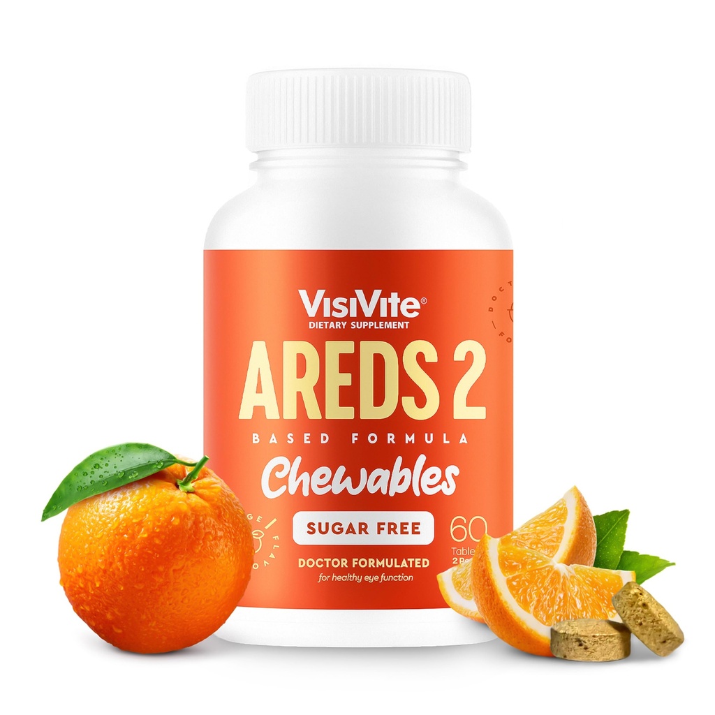 AREDS 2 Vitamines oculaires sans sucre - Alternative aux gommes à lutéine pour les yeux - Lutéine pour la santé des yeux - Vitamines oculaires sans sucre premium - Suppléments de soins pour les yeux pour les adultes (comprimés chewable)