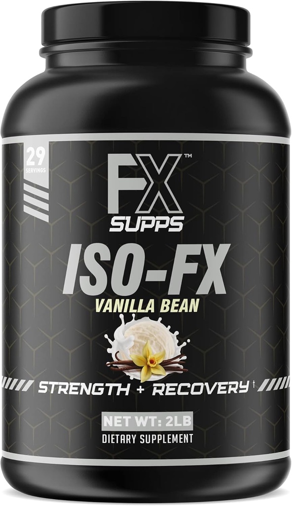 FX SUPPS ISO-FX 100% Isolate Whey Protein Powder (Vanilla) Supplément idéal de récupération après entraînement avec complexe BCAA & EAA Blend pour les hommes et les femmes, soutient la récupération musculaire et la croissance, 2,0 livre