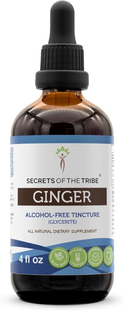 Secrets du Tribe Ginger Tecture Extrait sans alcool, Ginger (Zingiber officinale) Racine séchée 4 OZ