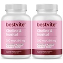 BESTVITE Choline Inositol 500mg (240 Vegetarische Capsules) (120 x 2) - Geen Stearates - Geen Dicalcium Fosfaat - Geen Fillers - Vegan - Niet GGO - Glutenvrij