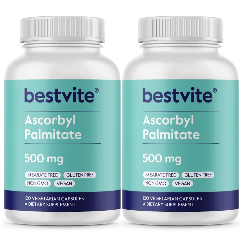 BESTVITE Ascorbyl Palmitate 500mg (240 Vegetarische Capsules) (2-pack) - No Stearates - No Fillers - No Flow Agents