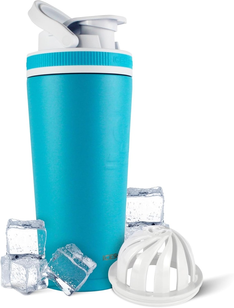 Ice Shaker Isolated Inox Steel Shaker Bouteille de 26oz, Caribbean Cold for 30+ Hours