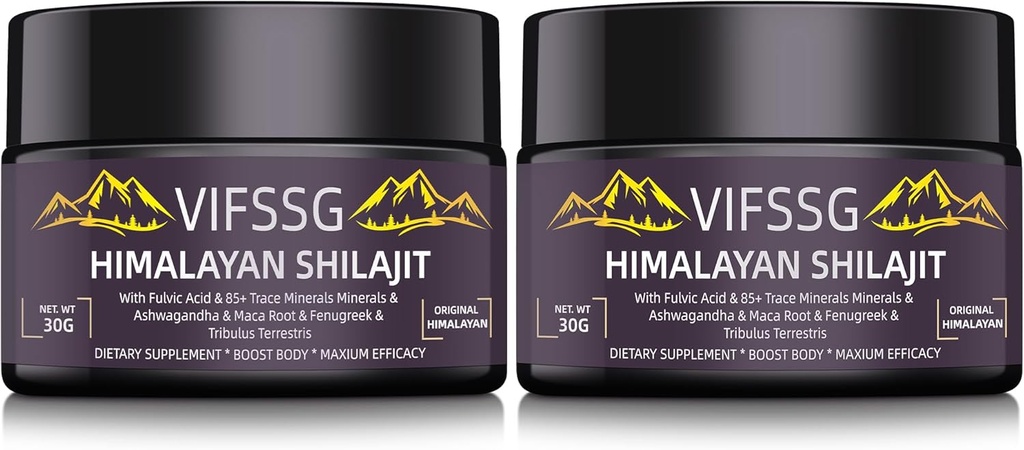 700 Mg Shilajit supplement, Natural Organic Shilajit Resin Supplement, Shilajit Himalaya Organic, Gold Grade Nature Shilajit met 4 in-1 Complex voor energie ondersteuning, 60 Gram, 2Pack