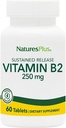 NaturesPlus Vitamine B2 (Riboflavine) - 250 mg, 60 Vegetarische tabletten, Sustained Release - Natural Energy & Metabolisme Booster, bevordert de algehele gezondheid - Glutenvrije - 60 porties
