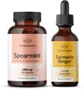 HERBAMAMA Spearmint en Kurkuma Gember Kit - bundel van 1000 mg Spearmint Leaf Capsules & Turmeric Gember Tinctuur 2 fl oz - Vegan, Non-GMO, Sugar & Alcohol-Free - 2 Pack