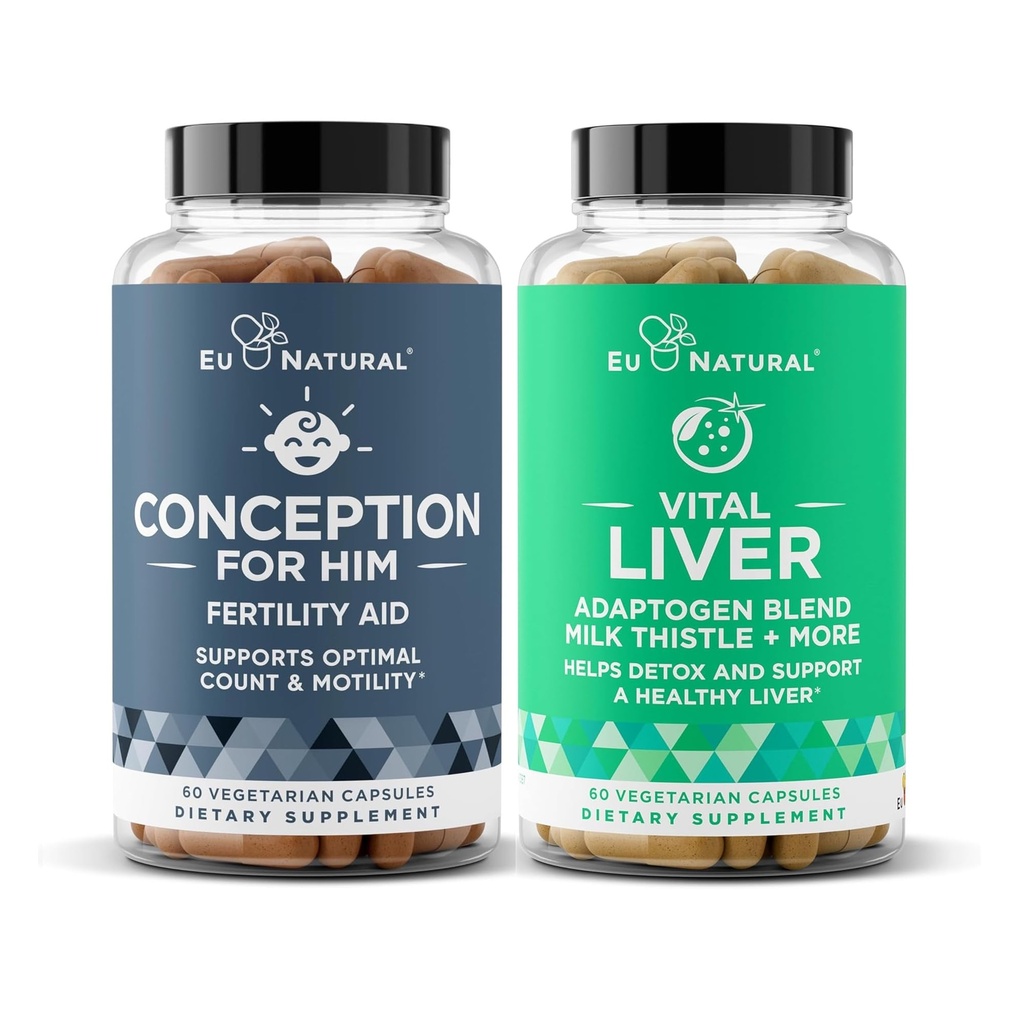 Conceptie voor Hem en Vitale Leverbundel - Mannelijke Vruchtbaarheid Booster & Prenatale Supplement + 9-in-1 Leverondersteuning