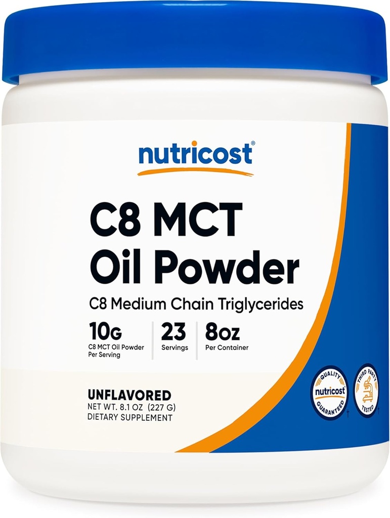 Nutricost C8 MCT poudre d'huile 23 portions (8oz) - 95% C8 MCT poudre d'huile