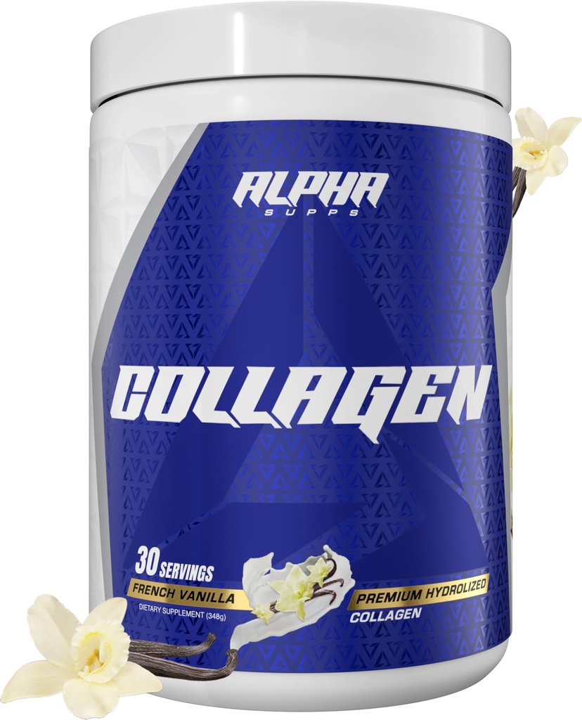 Alpha Suppose Premium poudre de protéines de collagène hydrolysée - Supplément de peptides de collagène pour hommes et femmes avec enzymes digestives - 30 portions