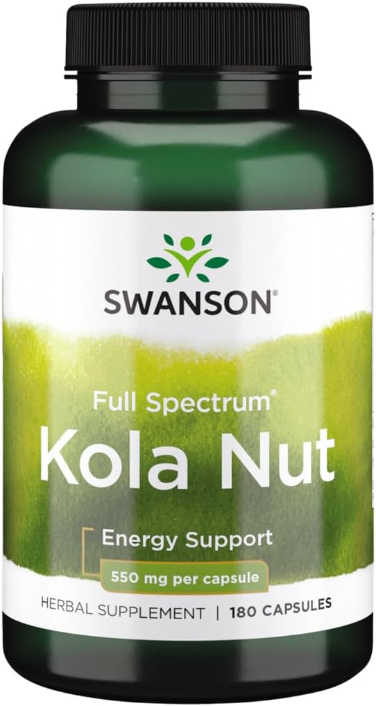 Swanson volledig spectrum Kola Nut energie fysieke prestaties ondersteuning 550 Milligrammen 180 capsules