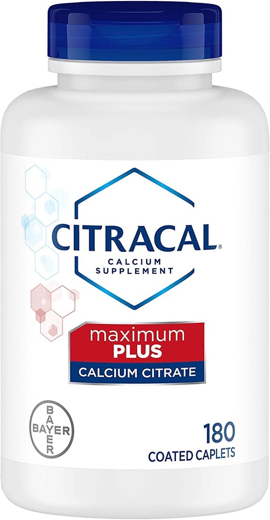 Citrate de calcium citrique avec caplets enduits de vitamine D 180 caplets (paquet de 2)