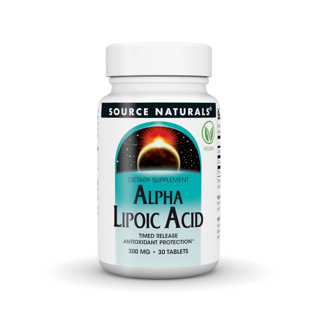 Source Naturals Alpha acide lipoïque - soutient le métabolisme du sucre sain, la fonction hépatique et la génération d'énergie*, 300mg - 30 comprimés de libération de temps