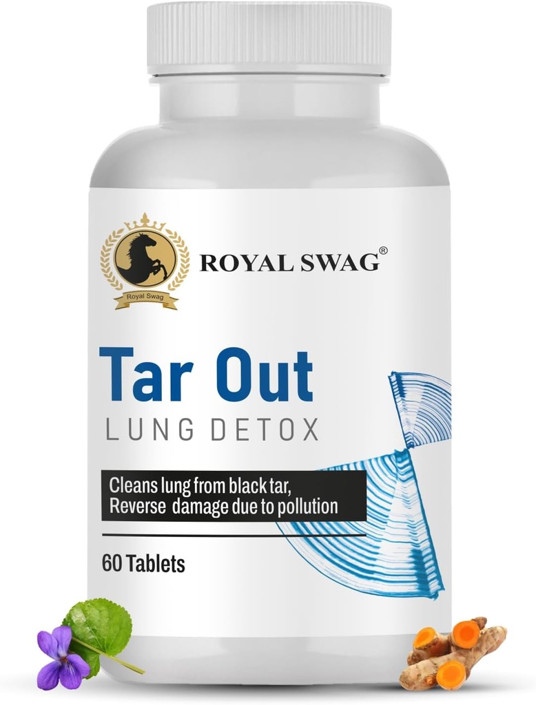 ROYAL SWAG Ayurvedische Lung Detox Tablets(60 Count) Vegetarisch, kruidensupplement Gemaakt met natuurlijke extracten Tulsi, Mulethi, Vasava, Pippali, en Kurkuma voor Lung Reiniging en Ontgifting