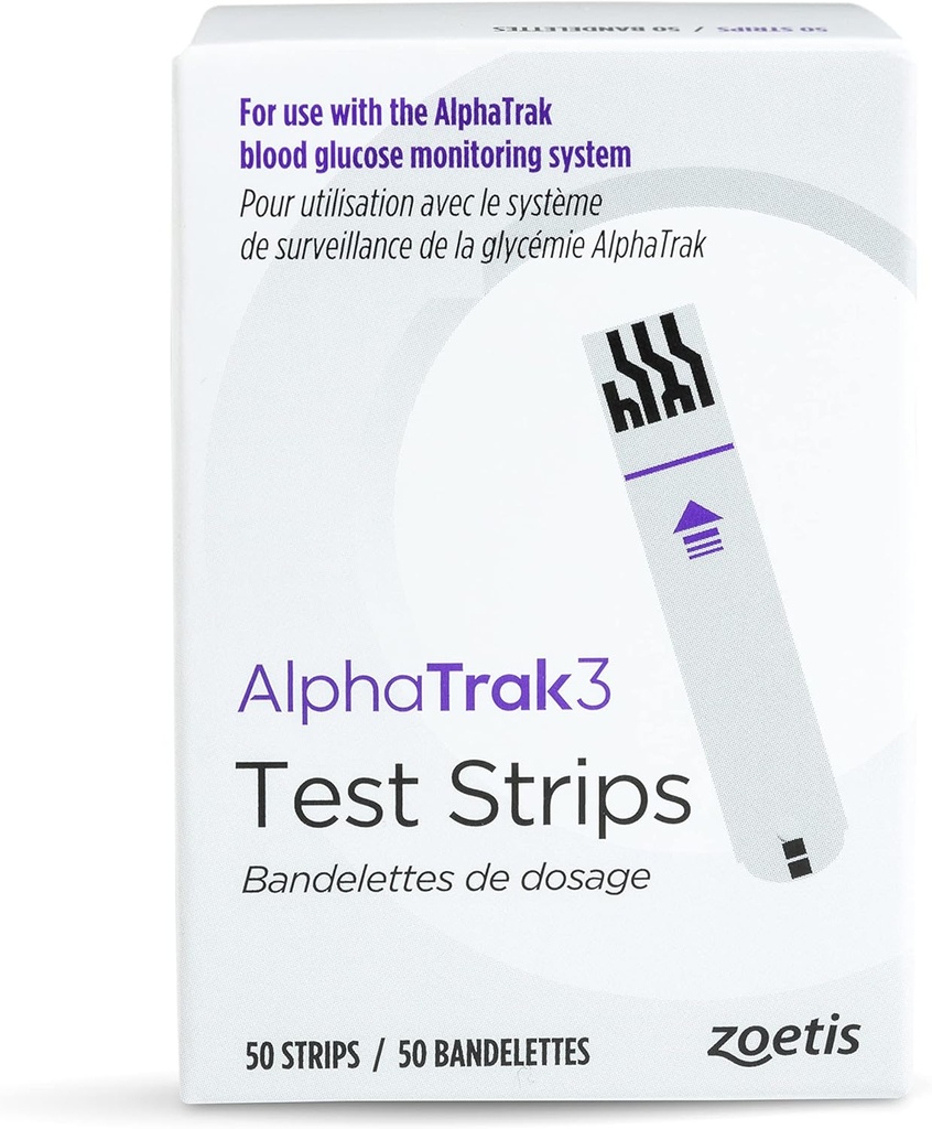 AlphaTrak 3 Test Strips voor gebruik met AT3 bloed Glucose Monitoring System voor katten, honden en paarden, 50 Tellen