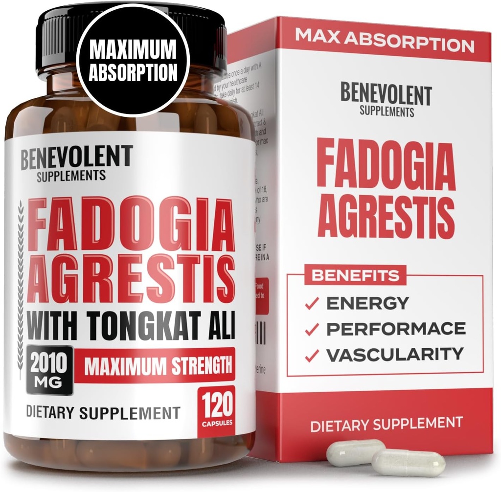Fadogia Agrestis 1500mg [Hoge zuiverheid] + BioPerine® voor hoge absorptiesupplement met Tongkat Ali - Verhoog de uithoudingsvermogen, Lean Muscle Growth & Recovery, Boosts Drive 3rd Party Tested 120 Capsules