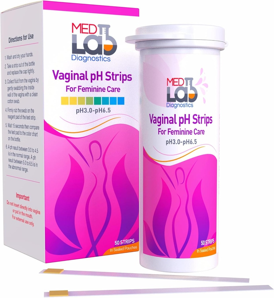 Vaginale ph Test Strips for Women(50 cnt). BV Bacteriële Vaginosis en Gistinfectie Test Strips. Vrouwelijke pH-test voor vaginale gezondheid, zuurheid en alkaliniteit. Strips in verzegelde zakken