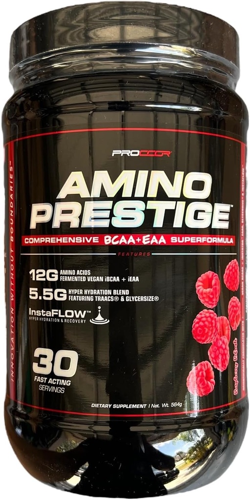 Aminoprestige - Premium iBCAA & iEAA Vegan/Fermented Amino Acid IntraWorkout Formula - Naturally Flavored BCAAs - 30 Servers (Blueberry Mojito)